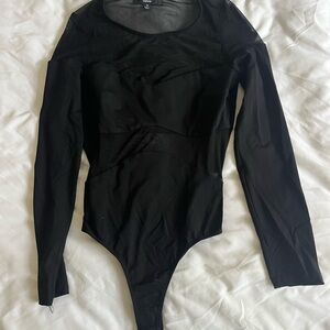 Lulu's Black Mesh Detail Bodysuit